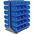 Global Industrial Double Sided Mobile Floor Rack w/ 48F Blue Bins, 36inW x 25-1/2inD x 55inH 550180BL